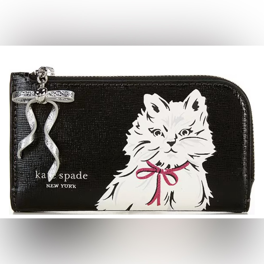 Kate Spade Whiskers Saffiano Leather Small Slim Bifold Wallet nwt